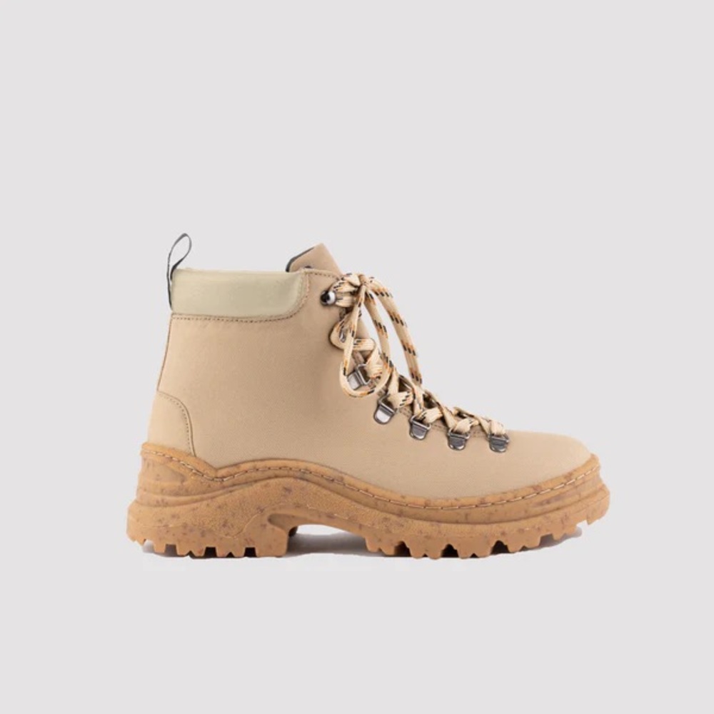Tan Lace-Up Ankle Boots